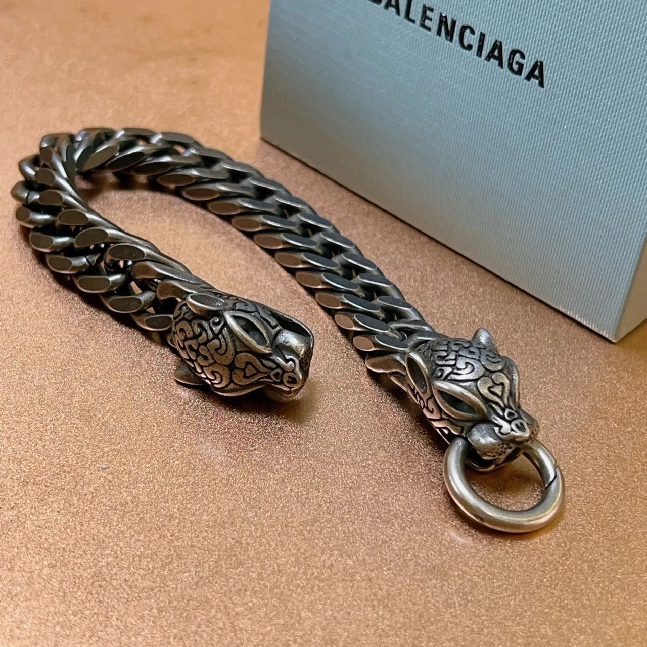 Balenciaga Pulsera Cadena Curb Cabeza de León 6