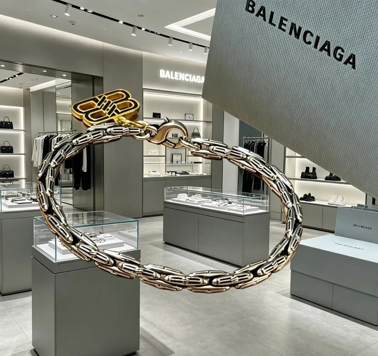 Balenciaga Logo Charm Pulsera de Eslabones Articulados 5