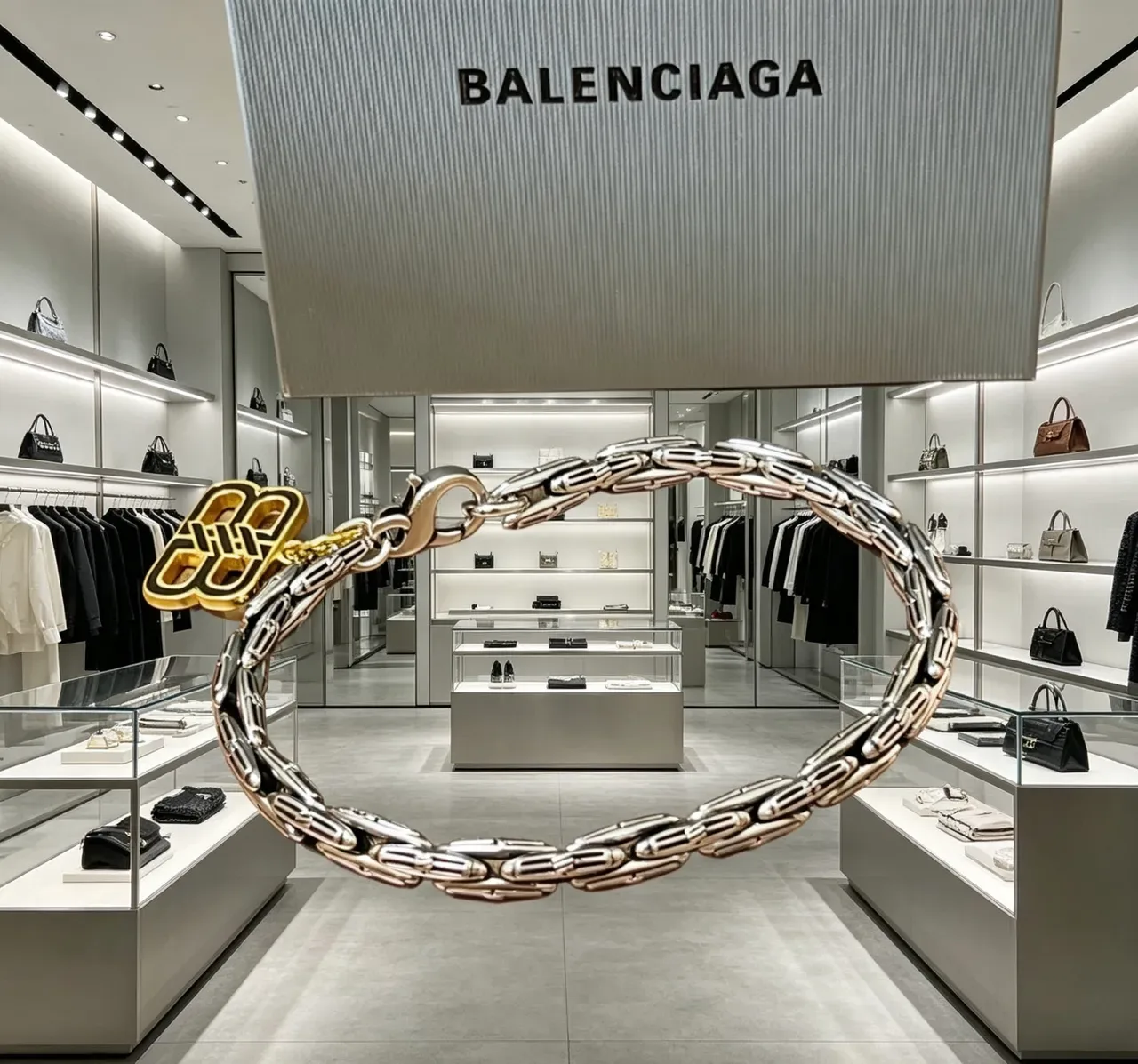 Balenciaga Logo Charm Pulsera de Eslabones Articulados 9