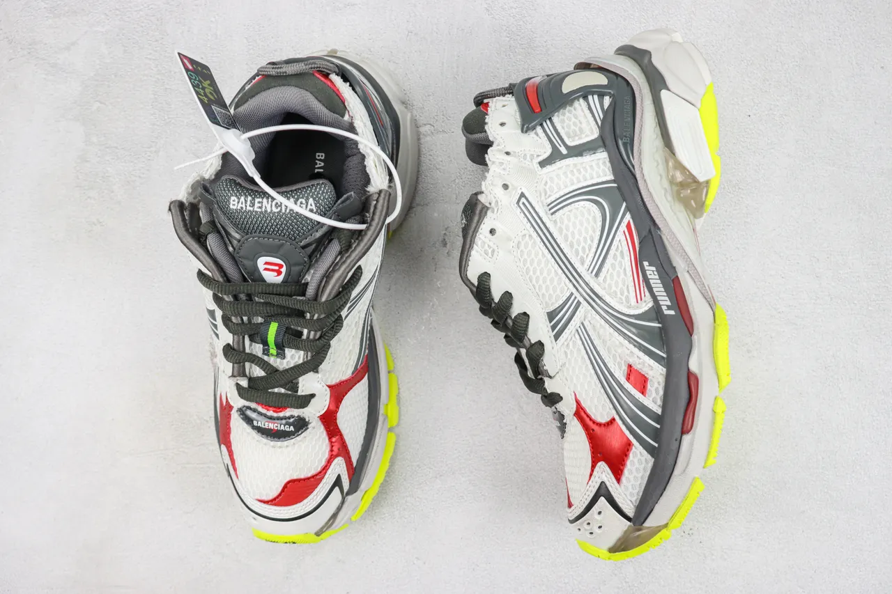 Balenciaga Runner أبيض رمادي أحمر أصفر نيون حذاء رياضي سميك 3