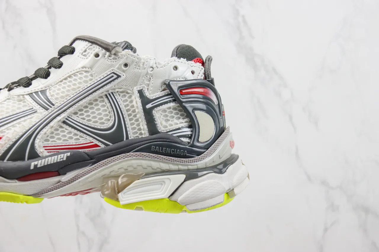Balenciaga Runner أبيض رمادي أحمر أصفر نيون حذاء رياضي سميك 7