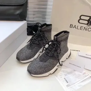 Balenciaga Speed Trainer Black Gray Speckled Knit Lifestyle Sneakers