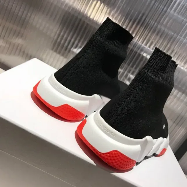 Balenciaga Speed Trainer काली सफेद लाल लाइफस्टाइल स्नीकर 4