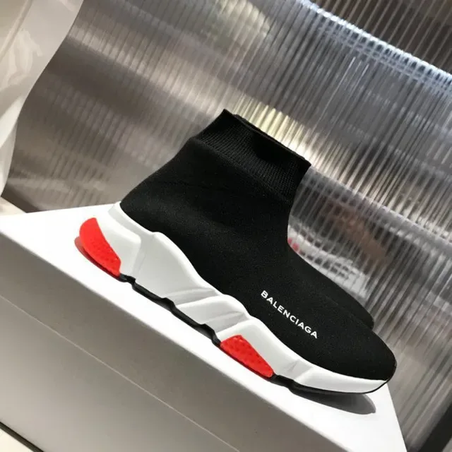 Balenciaga Speed Trainer काली सफेद लाल लाइफस्टाइल स्नीकर 8