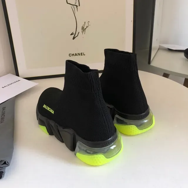 Balenciaga Speed Trainer Black Yellow Chaussures lifestyle semelle sculptée segmentée tige en tricot 2