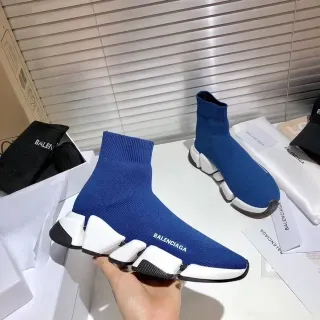 Balenciaga Speed Trainer Blue and White Laceless Lifestyle Sneakers