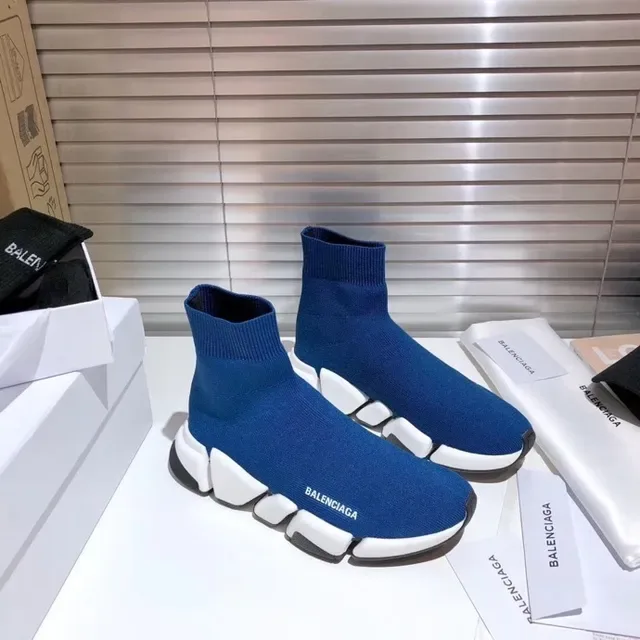 Balenciaga Speed Trainer Blue and White Laceless Lifestyle Sneakers 2