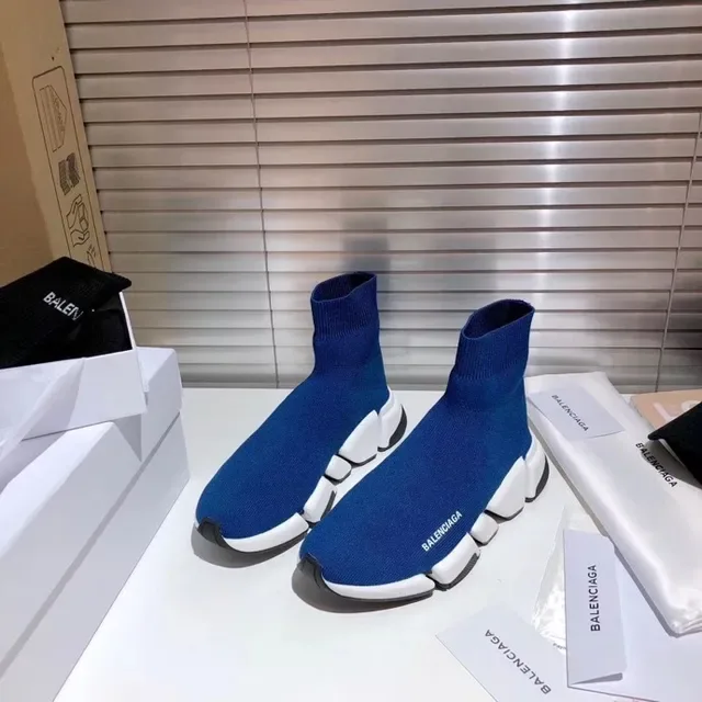 Balenciaga Speed Trainer Blue and White Laceless Lifestyle Sneakers 3