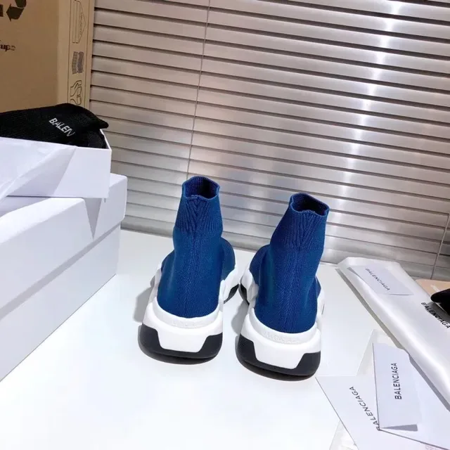 Balenciaga Speed Trainer Blue and White Laceless Lifestyle Sneakers 9