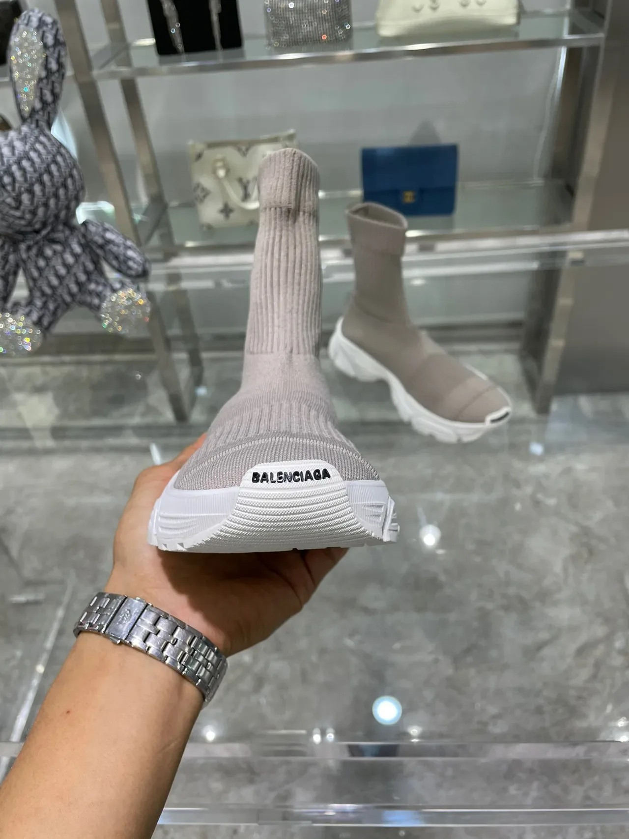حذاء رياضي Balenciaga Speed Trainer Taupe تريكو سميك 3