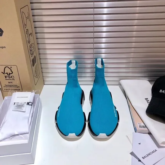 Balenciaga Speed Trainer Turquoise Sock-Fit chaussures lifestyle 4