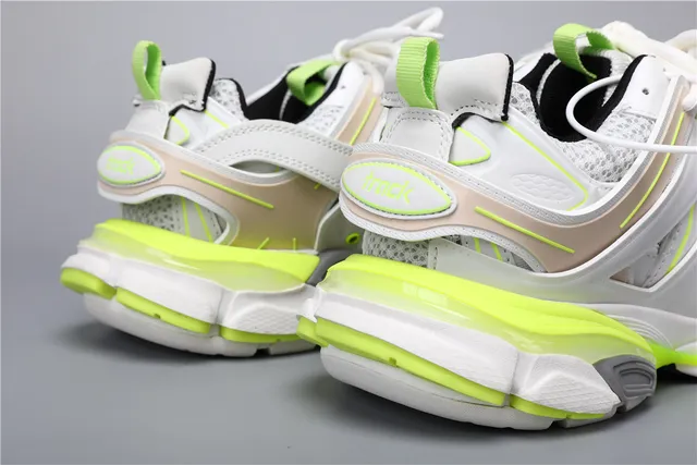 Balenciaga Track 白色荧光黄厚底运动鞋 2