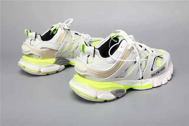 Balenciaga Track 白色荧光黄厚底运动鞋 3