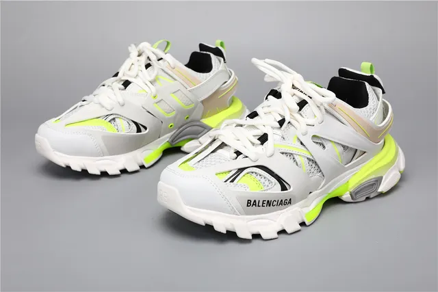 Balenciaga Track 白色荧光黄厚底运动鞋 5