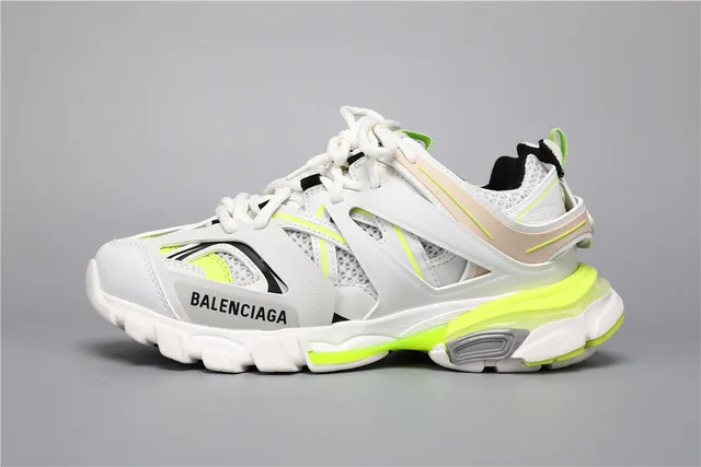 Balenciaga Track 白色荧光黄厚底运动鞋 9