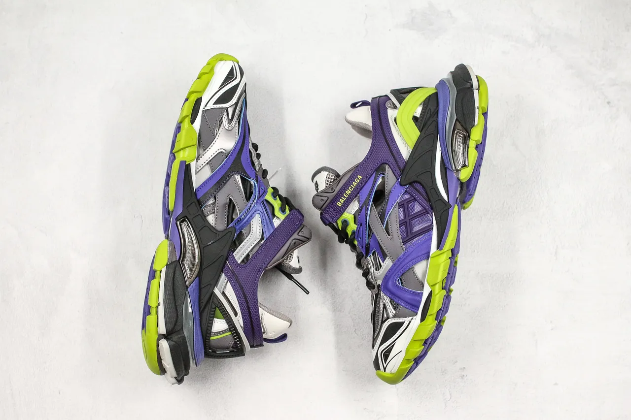 巴伦西亚加 Track Trainer 紫色青柠绿厚底运动鞋 3