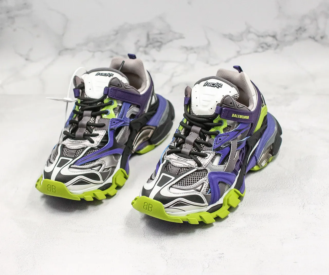 巴伦西亚加 Track Trainer 紫色青柠绿厚底运动鞋 5