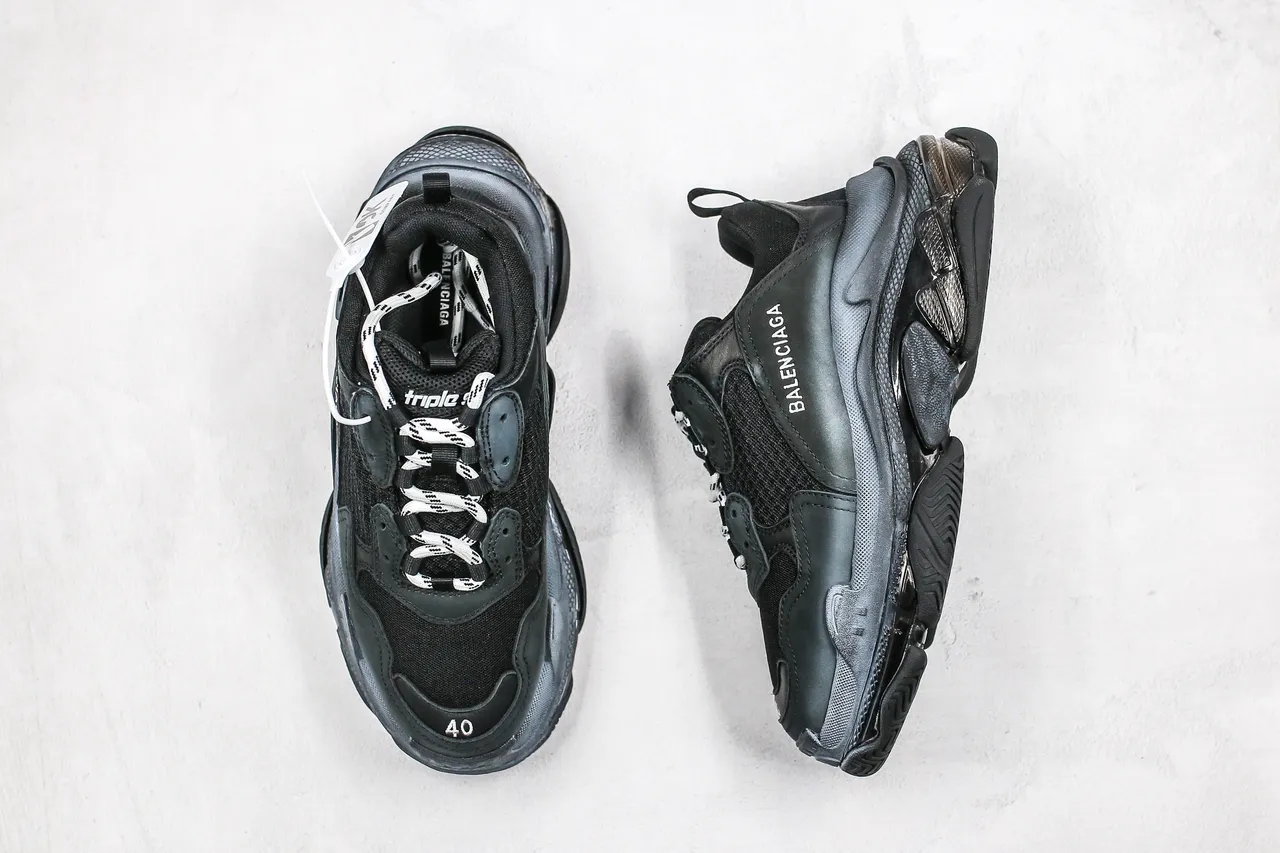 Balenciaga Triple S Black and Gray Chunky Sneakers 4