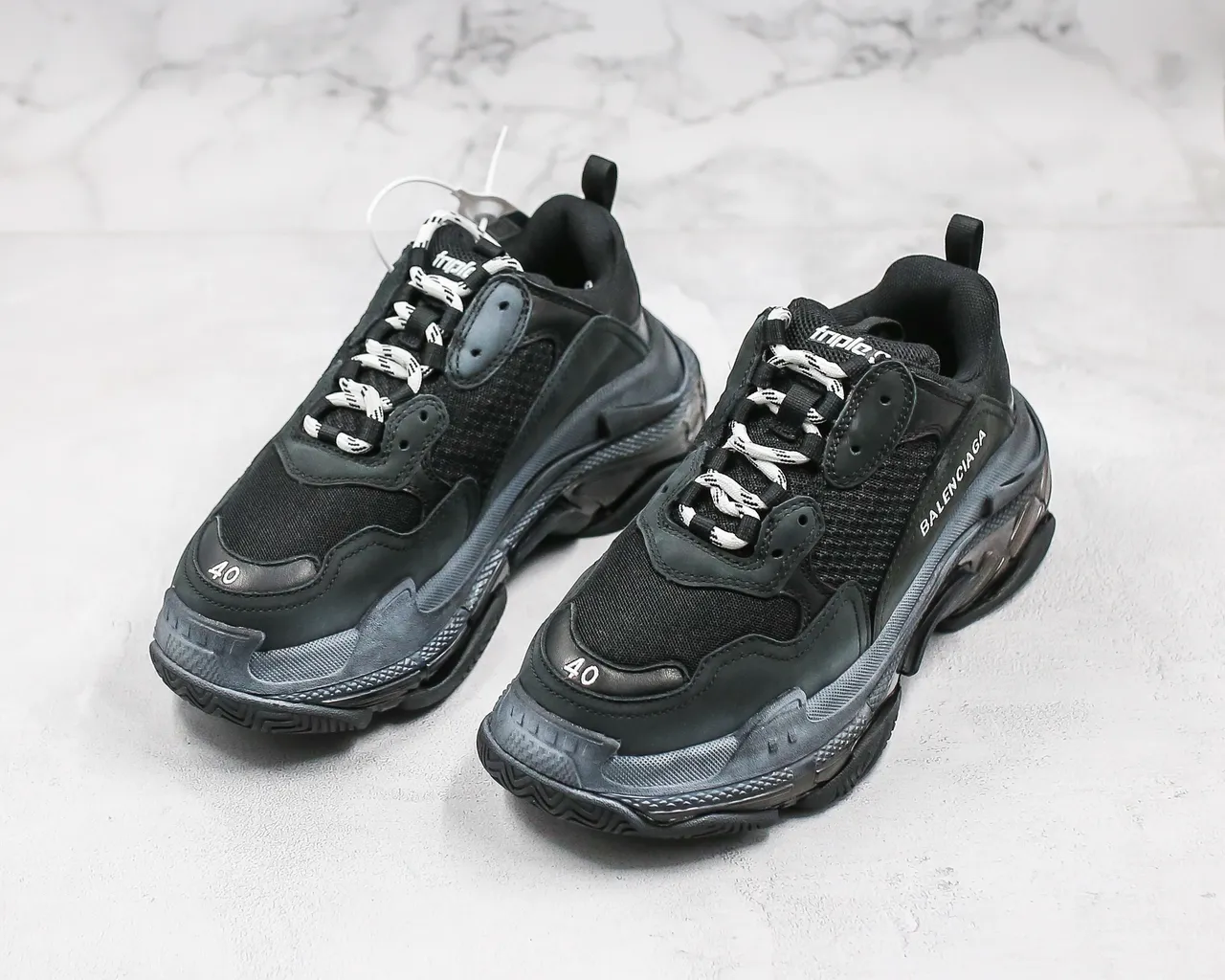 Balenciaga Triple S Black and Gray Chunky Sneakers 5