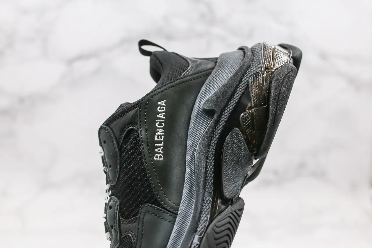 Balenciaga Triple S Black and Gray Chunky Sneakers 6