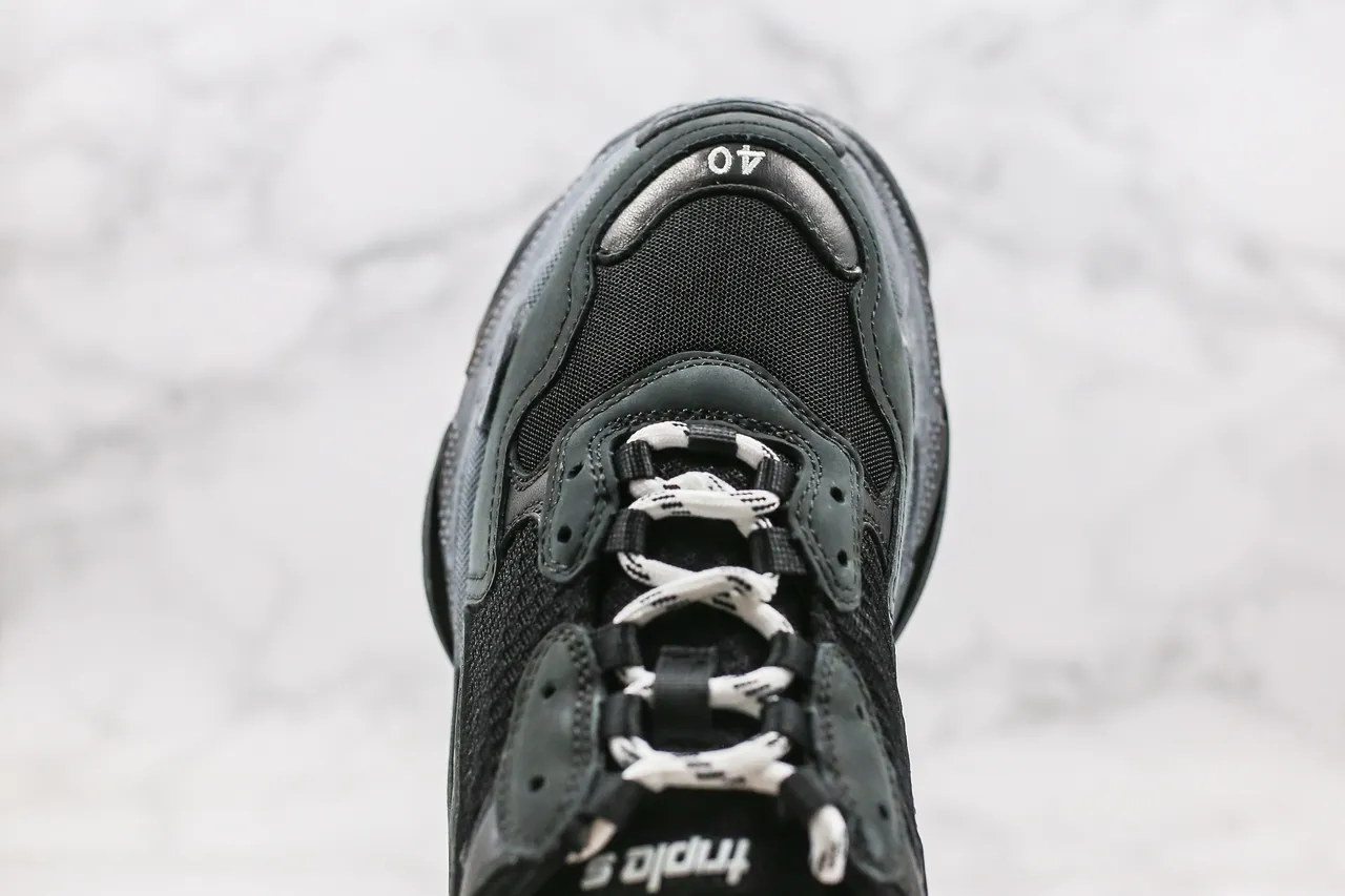 Balenciaga Triple S Black and Gray Chunky Sneakers 7