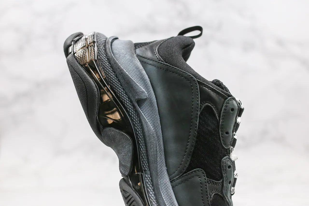 Balenciaga Triple S Black and Gray Chunky Sneakers 8