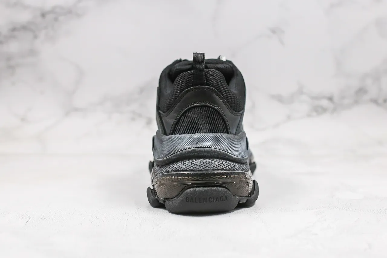 Balenciaga Triple S Black and Gray Chunky Sneakers 10
