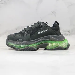 Balenciaga Triple S Black Green Oversized Layered Sole Translucent Cushioning Chunky Sneakers