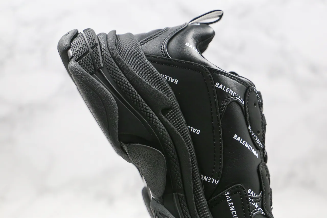 Balenciaga Triple S Black Logo-Print Chunky Sneakers 4