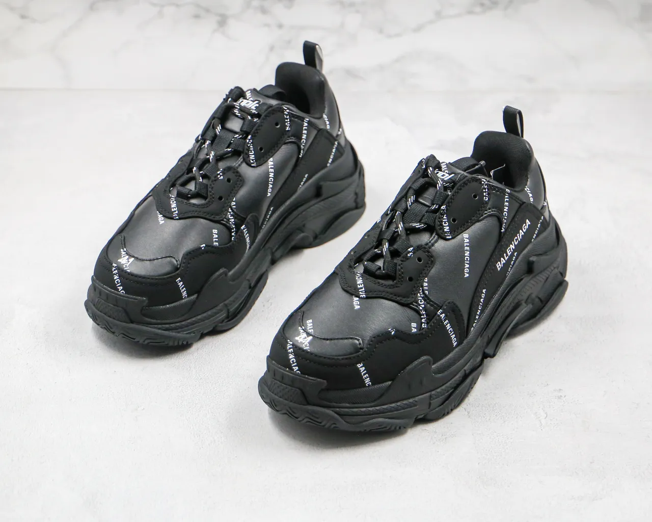 Balenciaga Triple S Black Logo-Print Chunky Sneakers 7