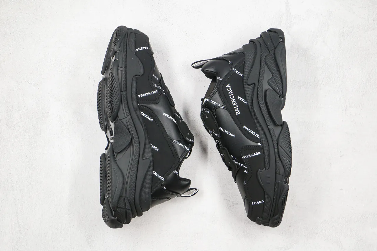 Balenciaga Triple S Black Logo-Print Chunky Sneakers 8