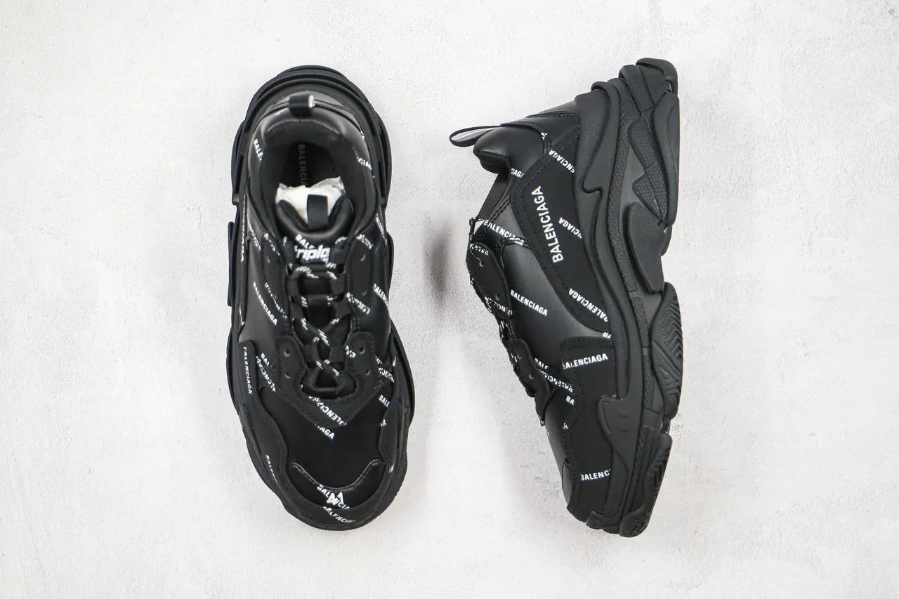 Balenciaga Triple S Black Logo-Print Chunky Sneakers 9
