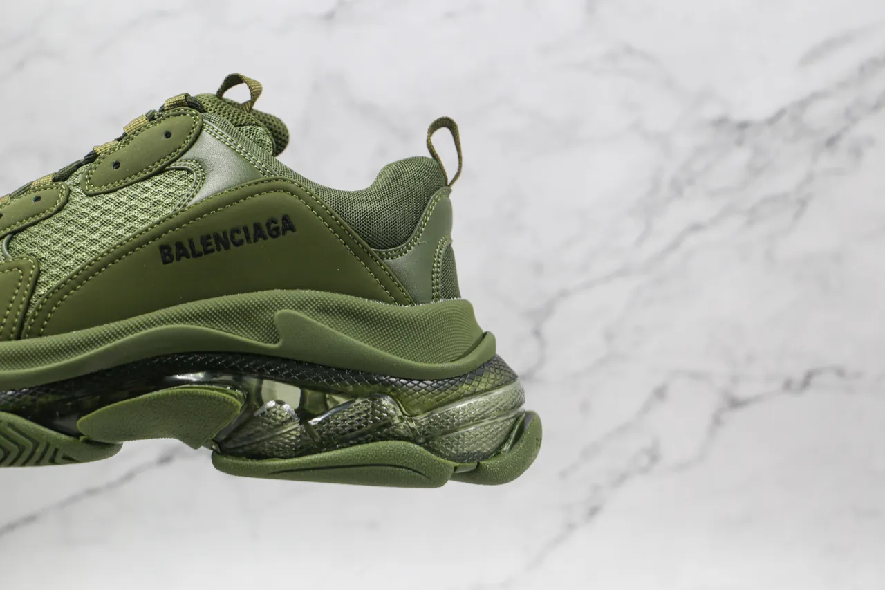 Balenciaga Triple S Verde Oliva zapatillas de suela gruesa 4