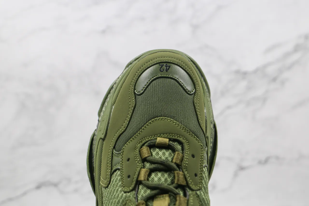 Balenciaga Triple S Verde Oliva zapatillas de suela gruesa 5