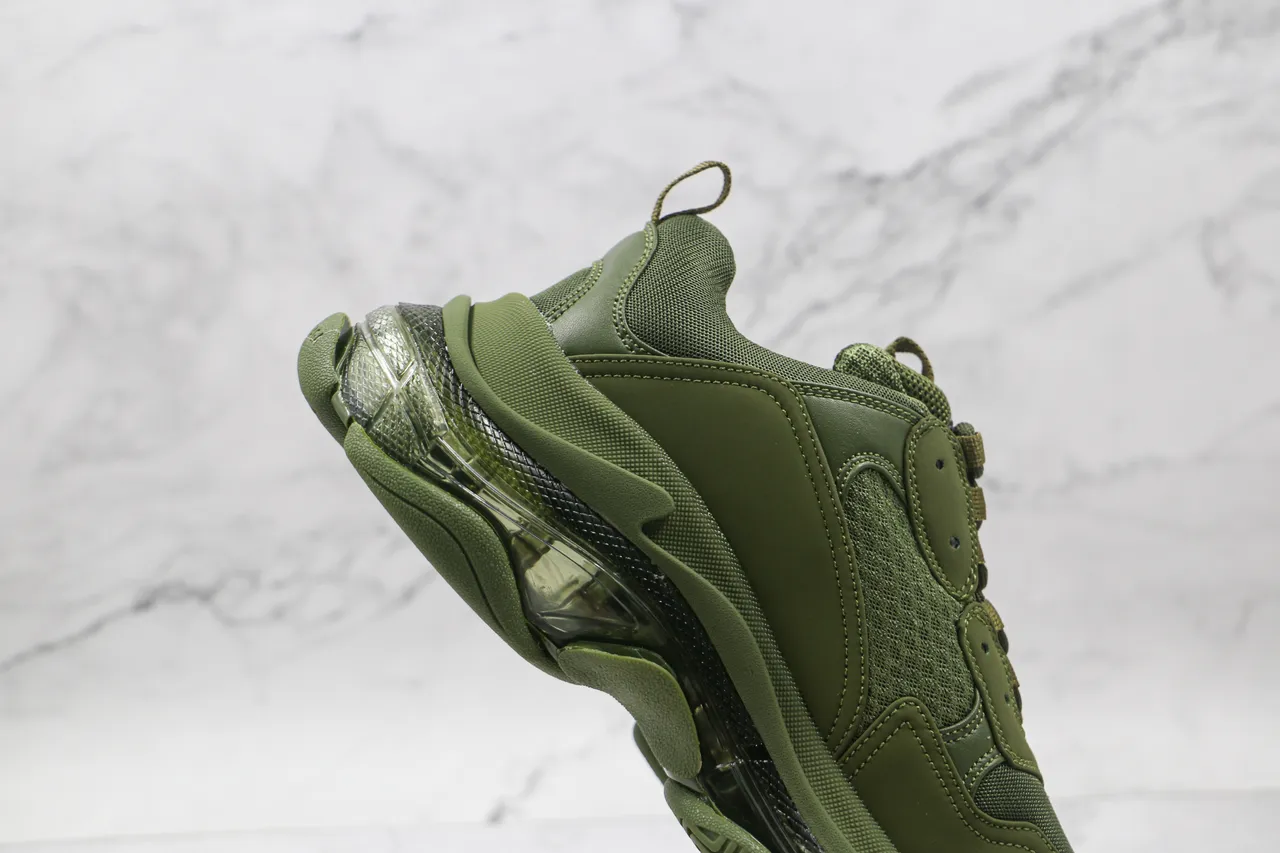 Balenciaga Triple S Verde Oliva zapatillas de suela gruesa 6