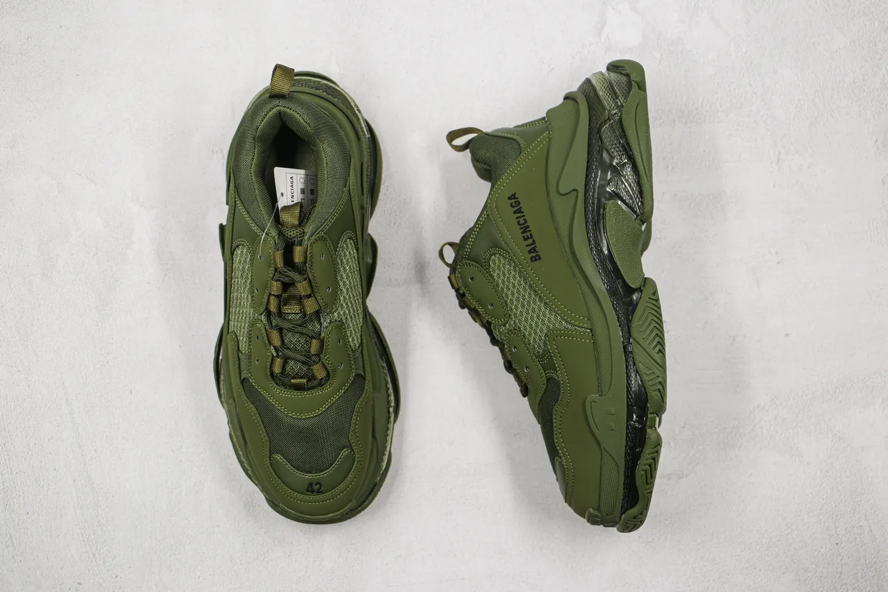 Balenciaga Triple S Verde Oliva zapatillas de suela gruesa 8