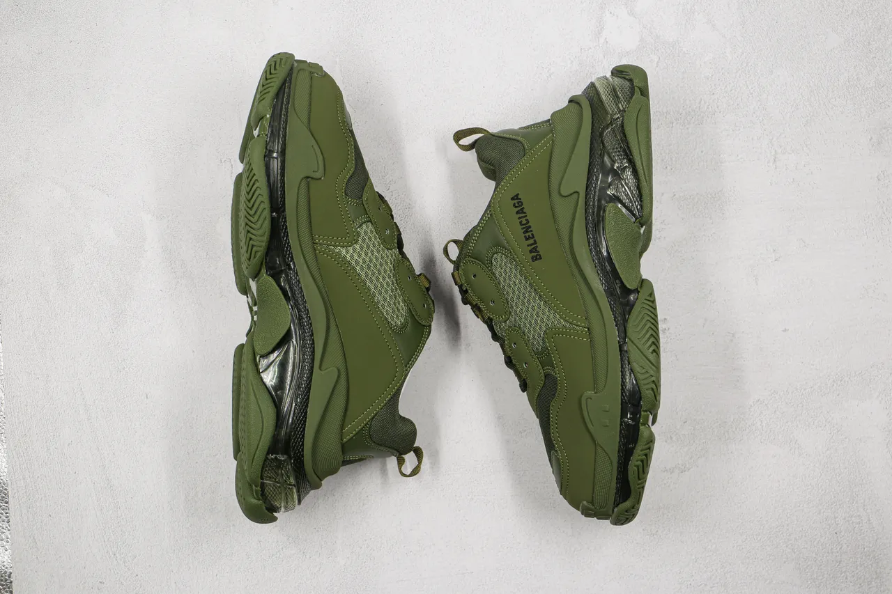 Balenciaga Triple S Verde Oliva zapatillas de suela gruesa 9