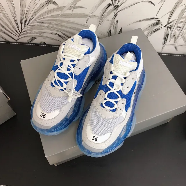 Balenciaga Triple S White and Blue Chunky Sneakers 2