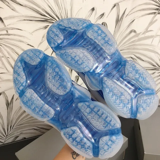 Balenciaga Triple S White and Blue Chunky Sneakers 3