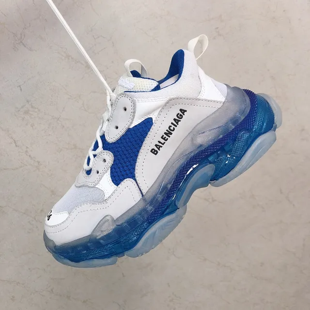 Balenciaga Triple S White and Blue Chunky Sneakers 5