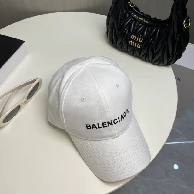 Balenciaga Boné de beisebol branco preto estruturado com seis painéis e logo bordado 6