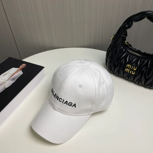 Balenciaga Boné de beisebol branco preto estruturado com seis painéis e logo bordado 7