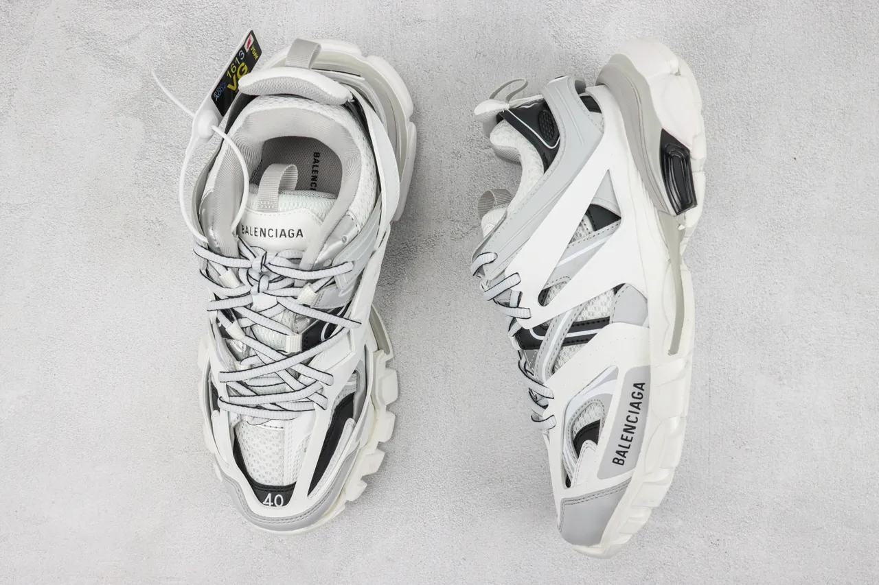 Balenciaga White Gray Multi-Strap Cage Overlay Mesh-and-Synthetic Upper Chunky Sneakers 3
