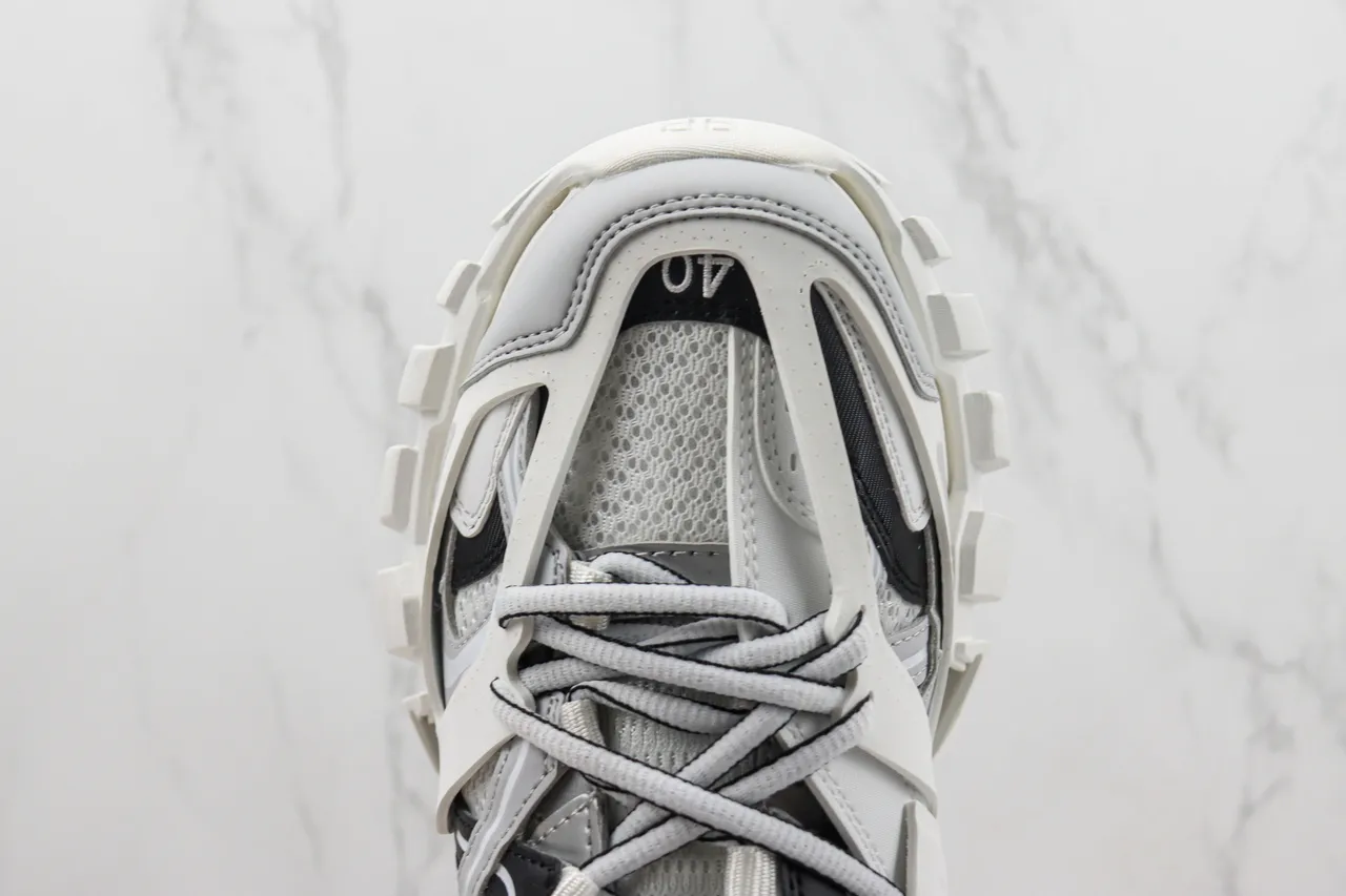 Balenciaga White Gray Multi-Strap Cage Overlay Mesh-and-Synthetic Upper Chunky Sneakers 6