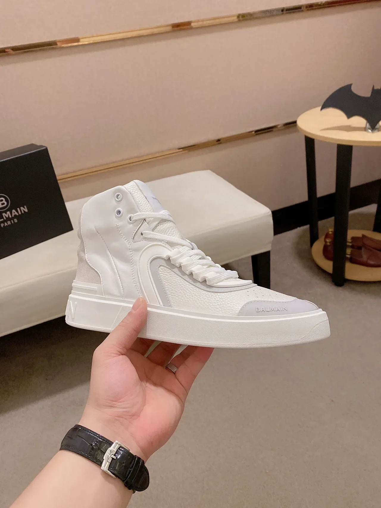 Balmain B-Bold White Gray High-Top Platform Sole Lifestyle Sneakers 7