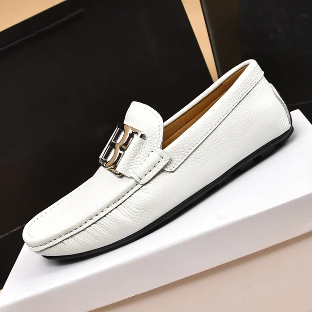 Balmain B-Court 白银 粒面皮革 金属扣 乐福鞋 4
