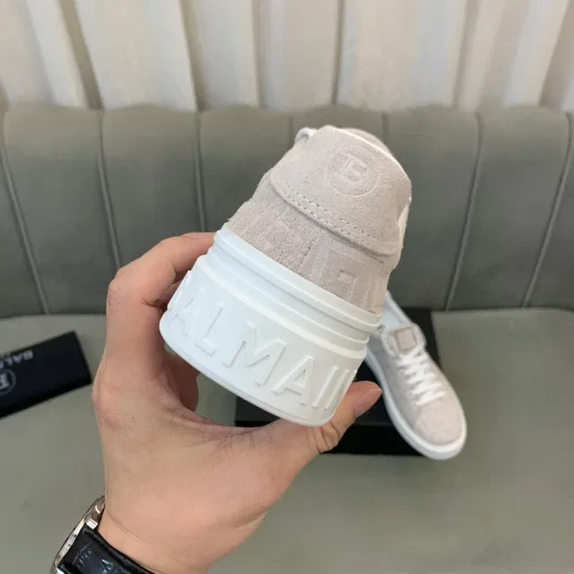 Balmain Beige Blanco Monogramado Upper Low-Top Lifestyle Zapatillas 3