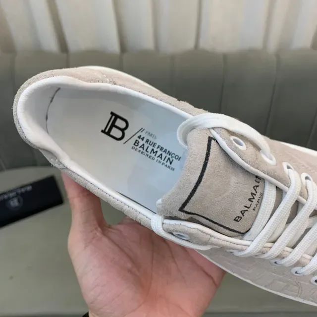 Balmain Beige Blanco Monogramado Upper Low-Top Lifestyle Zapatillas 4