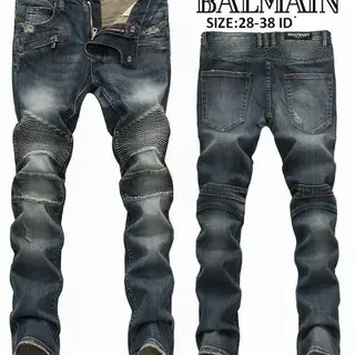 Balmain Distressed Moto-Panelled Raw-Hem Jeans