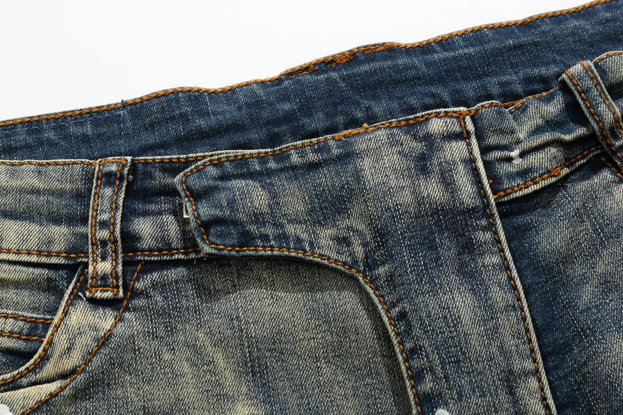 Balmain Moto Panel بناطيل قصيرة من الدنيم الأزرق المستعمل 11